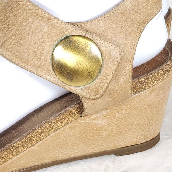 Taos Women’s Carousel 2 EU41 US 10-10,5 Tan Leather Wedge Strappy Sandal Shoes - Picture 15 of 16